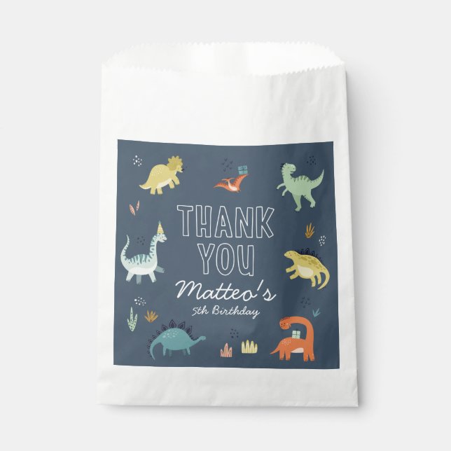 Bolsas de Cumpleaños Personalizadas de Dinosaurio  (Anverso)