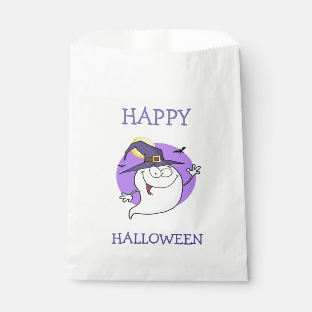Bolsas de Favor Blanco de Halloween/Fantasma (Anverso)