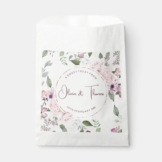 Bolsas de Favor con Dulces Florales Hermosos (Anverso)