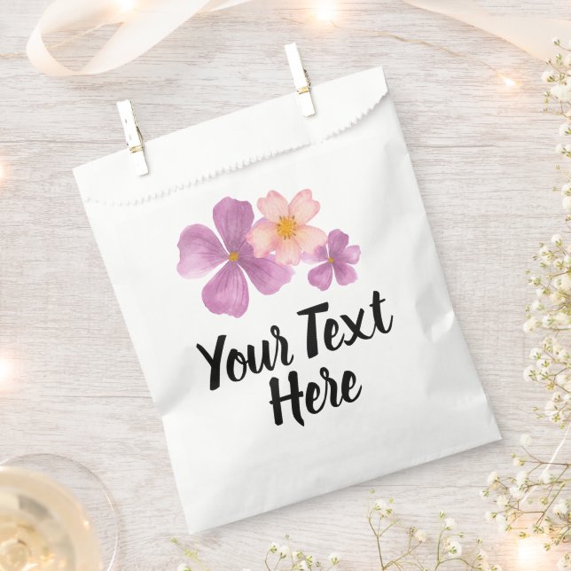Bolsas de Favor con flores, Escribe tu propio text (Cortado)