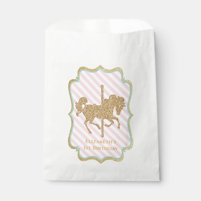 Bolsas de Favor con Tema de Carrusel (Anverso)