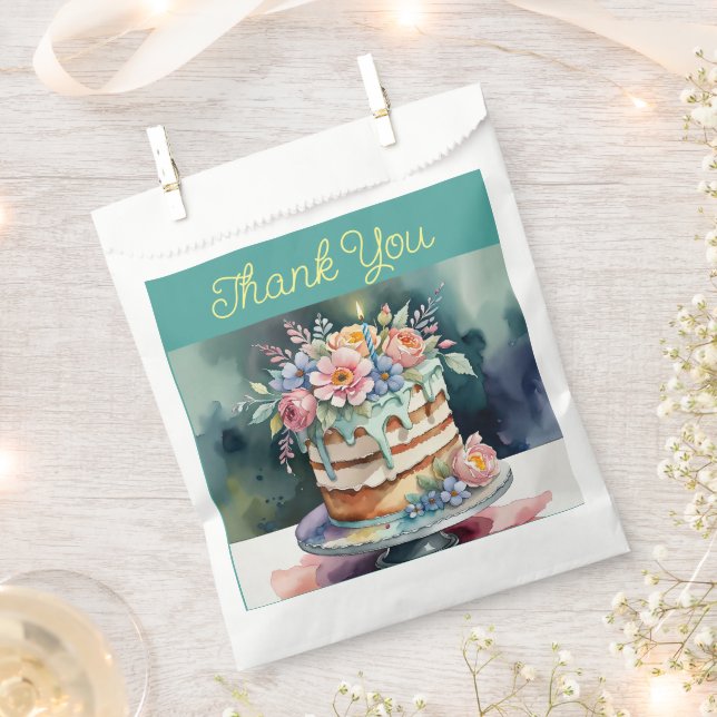 Bolsas de favor de agradecimiento, floral, 50 unid (Cortado)