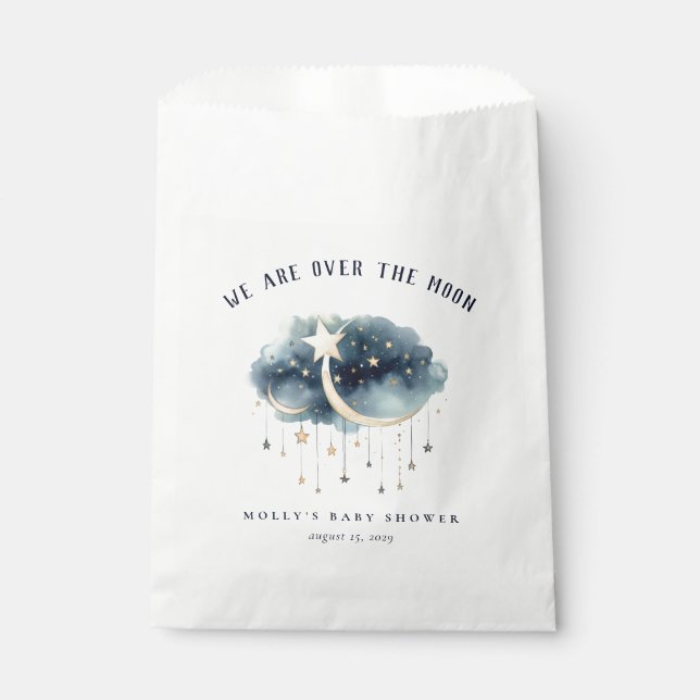 Bolsas de Favor de Baby Shower en la Luna (Anverso)