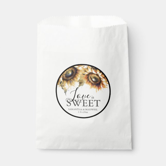Bolsas de Favor de Boda Girasoles Acuarela (Anverso)