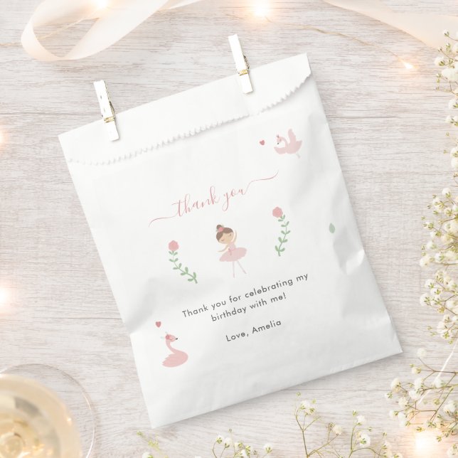Bolsas de Favor de Cumpleaños Cute Ballerina Rosa  (Cortado)