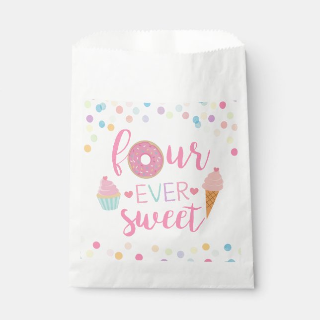 Bolsas de Favor de Cumpleaños de Cuatro Dulces (Anverso)