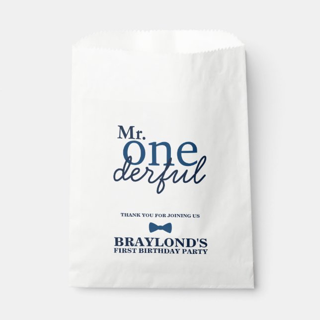 Bolsas de Favor de Cumpleaños Mr Onederful (Anverso)