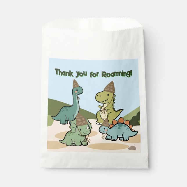 Bolsas de Favor de Dinosaurio Adorable (Anverso)