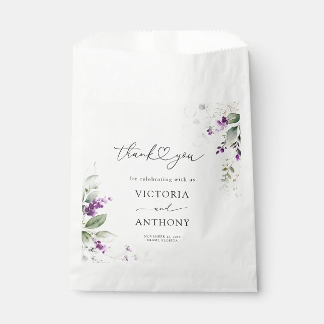 Bolsas de Favor de Ducha Bridal de Lavender Purple (Anverso)