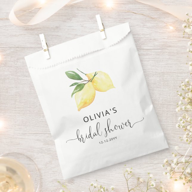 Bolsas de Favor de Ducha Elegante Lemon Bridal (Cortado)