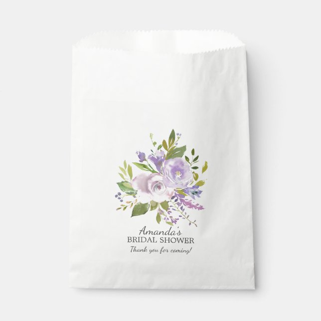 Bolsas de Favor de Ducha Floral Primaria De Lavand (Anverso)
