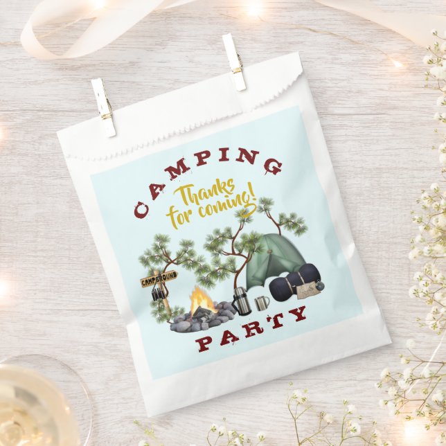 Bolsas de Favor de Fiesta de Camping Gracias (Cortado)