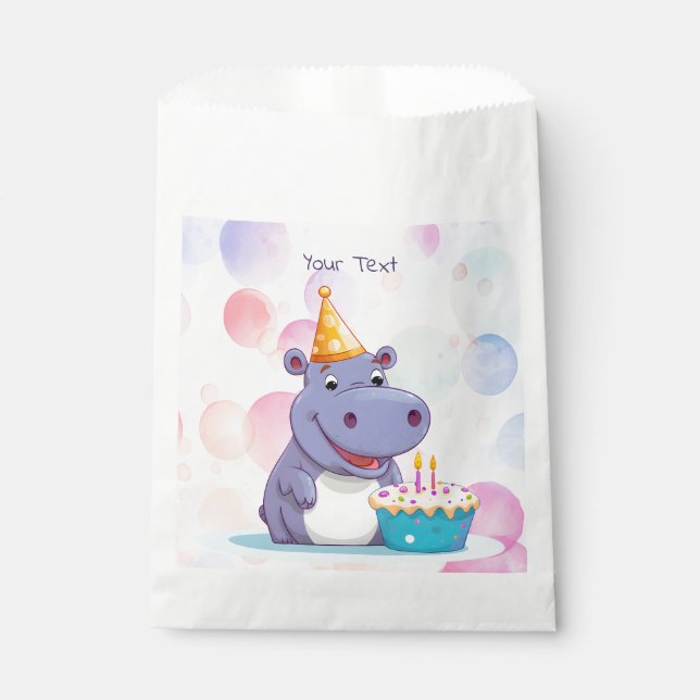 Bolsas de Favor de Hipopótamo de Cumpleaños (Anverso)