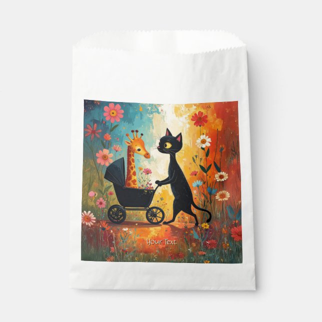 Bolsas de Favor de Jirafa de Gato Bonito (Anverso)