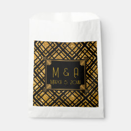 Bolsas de Favor de la Boda Negra y Oro Art Deco
