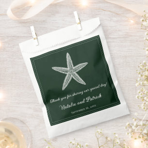 Bolsas de Favor de la Boda Starfish Verde Esmerald