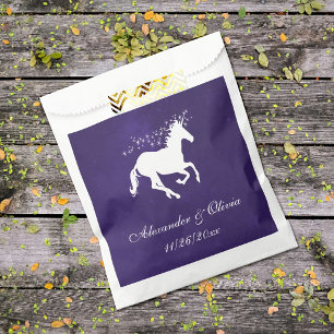 Bolsas de Favor de la Boda Violeta Unicornio