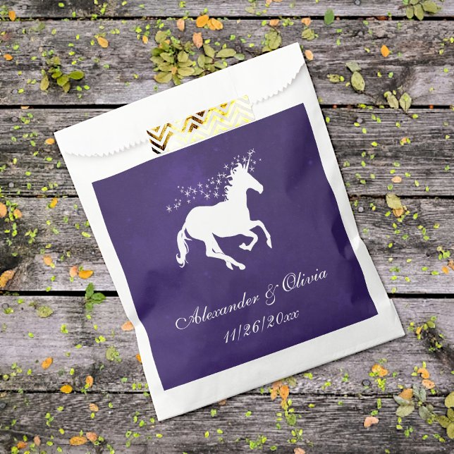 Bolsas de Favor de la Boda Violeta Unicornio (Violet Unicorn Wedding Favor Bags)