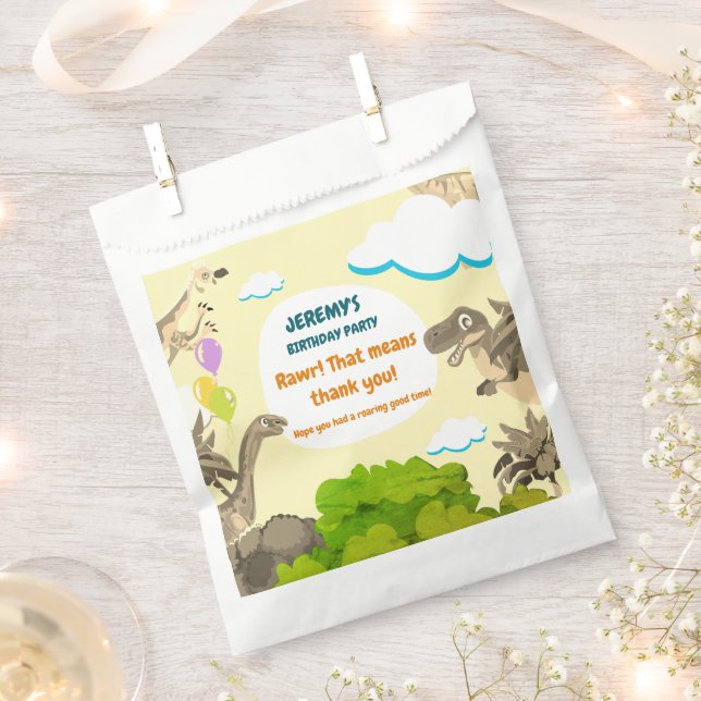 Bolsas de Favor de la Fiesta de Cumpleaños Dino (Cortado)