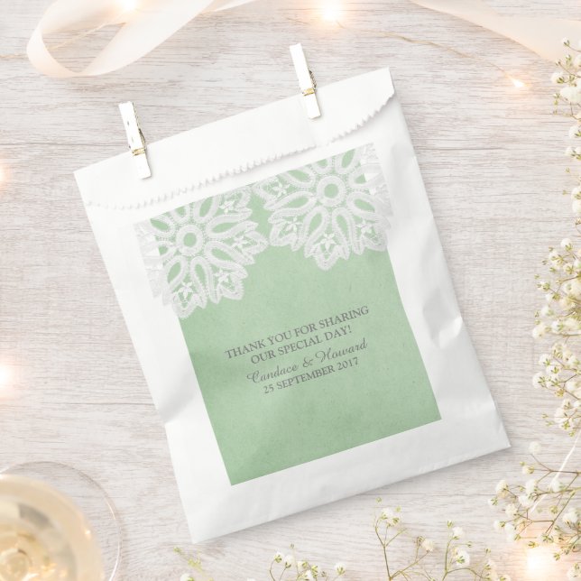 Bolsas de Favor de Lace Elegante Mint Green (Cortado)