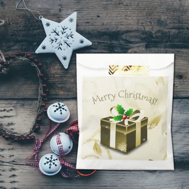 Bolsas de Favor de los Navidades de Oro (Gold Christmas Gift Favor Bags)