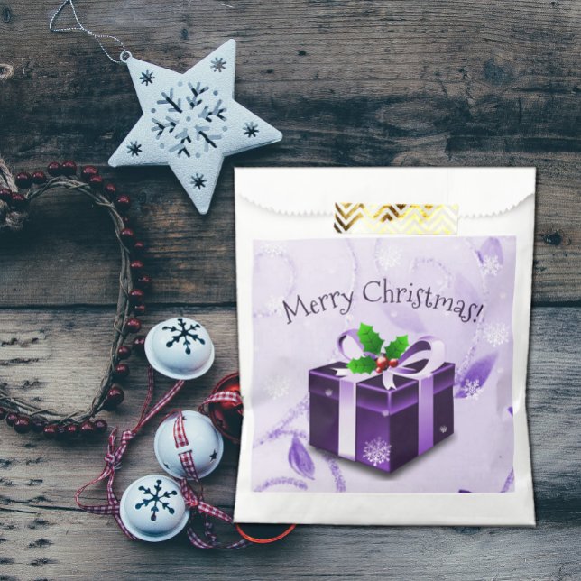 Bolsas de Favor de Navidades Púrpura (Purple Christmas Gift Favor Bags)