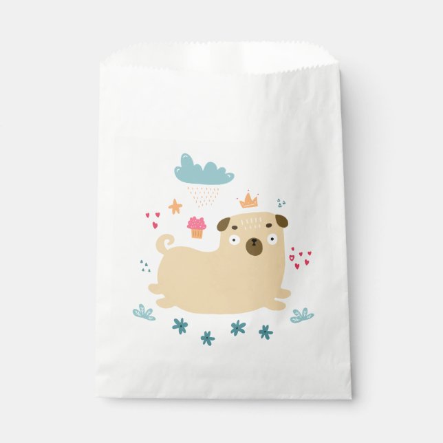 Bolsas de Favor de Pug Feliz (Anverso)
