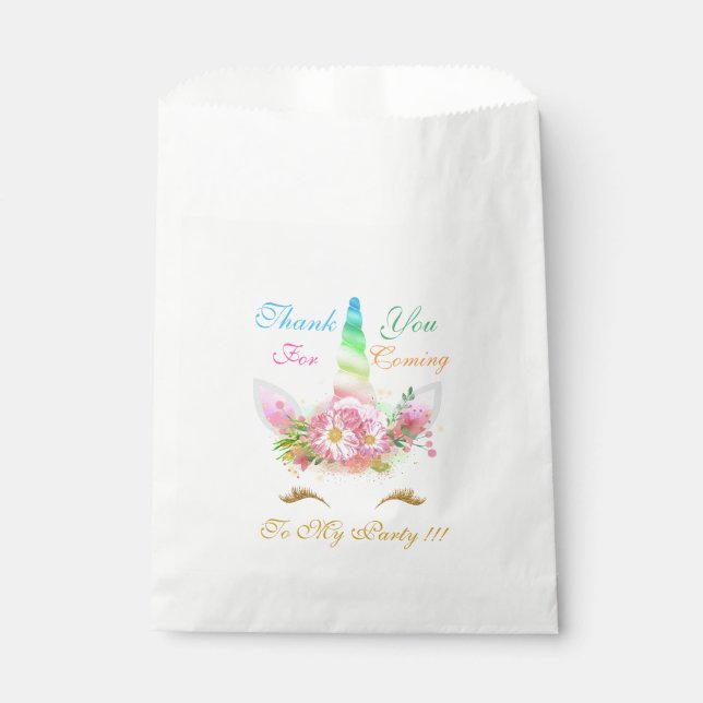 Bolsas de Favor de Regalo de Cumpleaños Magico Uni (Anverso)