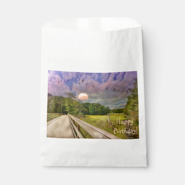 Bolsas de Favor del Cumpleaños del Marsh Sunset en (Anverso)