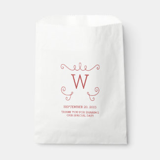 Bolsas de Favor del Monograma Red Whimsical Flouri