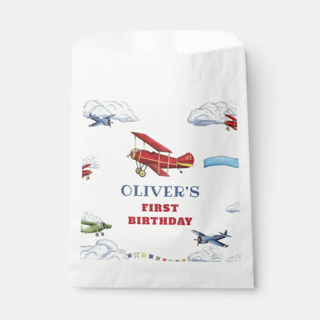 Bolsas de Favor del Primer Cumpleaños del Avión Vi (Anverso)