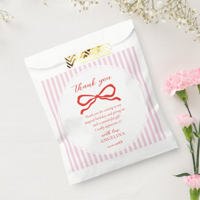 Bolsas de Favor Elegante lazo rojo de cumpleaños. (Sellado)