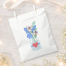 Bolsas de Favor Floral Azul Masons Jar