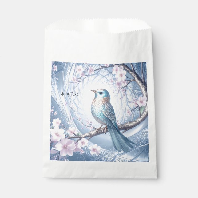 Bolsas de Favor Floral Pájaro Azul (Anverso)