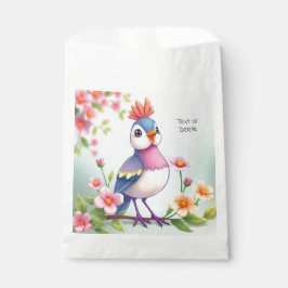 Bolsas de Favor Floral Pájaro Azul Rosa Lindo