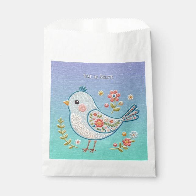 Bolsas de Favor Floral Pequeña de Aves Azules (Anverso)
