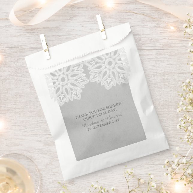 Bolsas de Favor Gris Elegant Lace (Cortado)