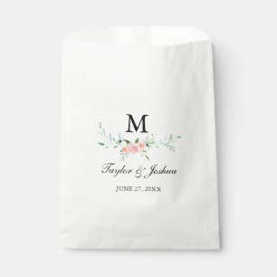 Bolsas de Favor Monograma de Acuarela de Flor Silv