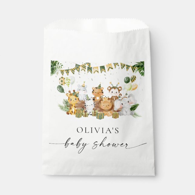 Bolsas de Favor para Baby Shower de Animales de Sa (Anverso)