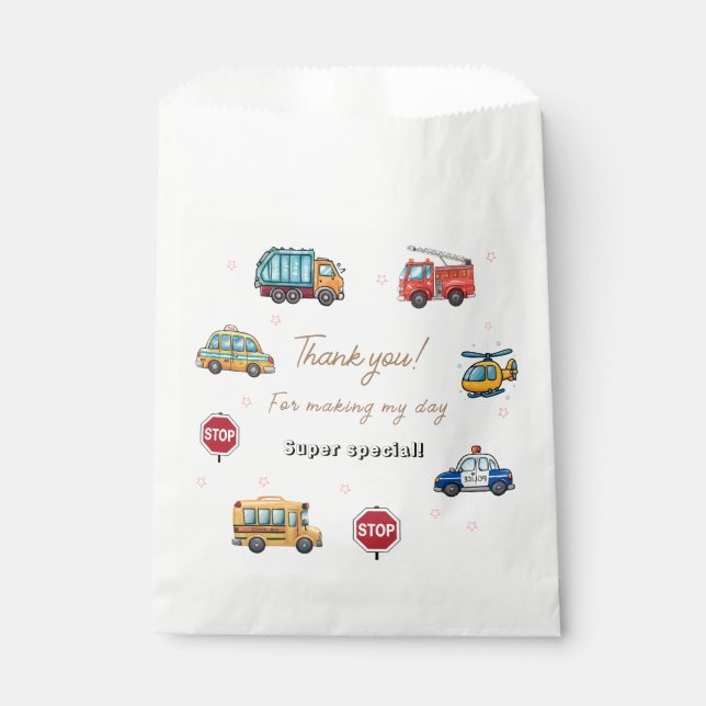 Bolsas de Favor para Fiesta de Cumpleaños de Vehíc (Anverso)