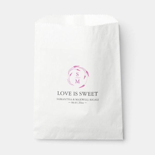 Bolsas de Favor Personalizadas para Bodas Fuchsia (Anverso)