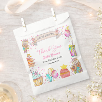Bolsas de Favor Rosa para el Primer Cumpleaños de