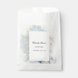 Bolsas de favores de bautizo con flores y cruz