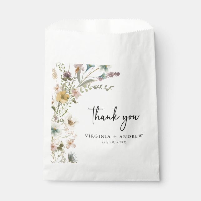 Bolsas de favores de boda florales (Anverso)