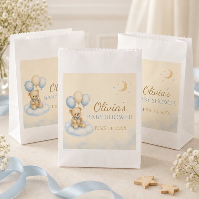 Bolsas de favores de shower de bebé con osito de p (Teddy Bear Baby Shower Favor Bags)