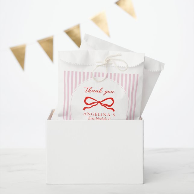 Bolsas de favores Elegante lazo rojo de cumpleaños (Fiesta)