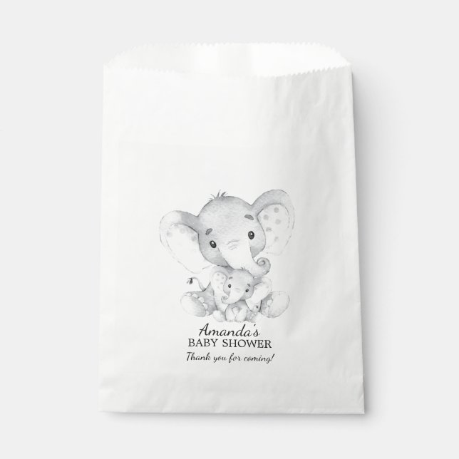 Bolsas de favoritas de elefante Baby Shower (Anverso)