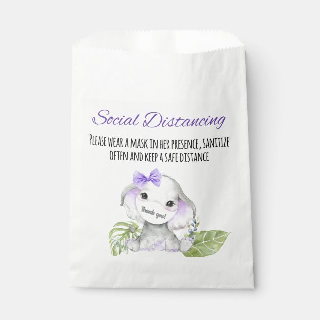 Bolsas de favoritas para la ducha de bebé elefante (Anverso)