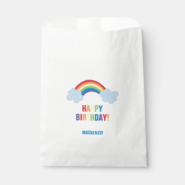 Bolsas de Goodie para el cumpleaños del arcoiris (Anverso)