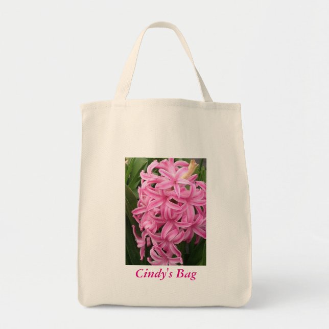 Bolsas de lona de flores rosadas personalizadas (Frente)